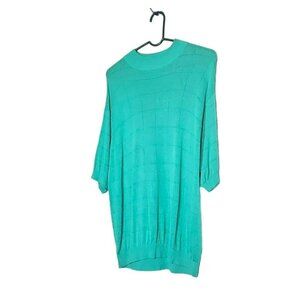 Paul Fredrick‎ Green Textured Silk Knit Lightweight Sweater Half Sleeve Womens L